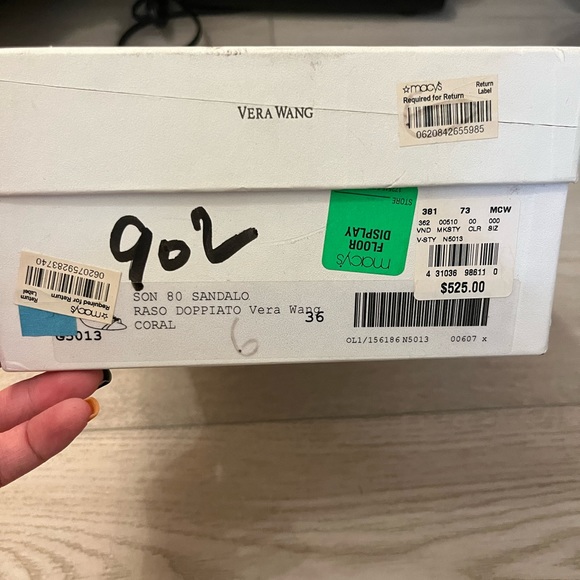 Vera Wang Coral Satin Embellished Heeled Sandals Size 5 Made in Italy - Picture 7 of 12